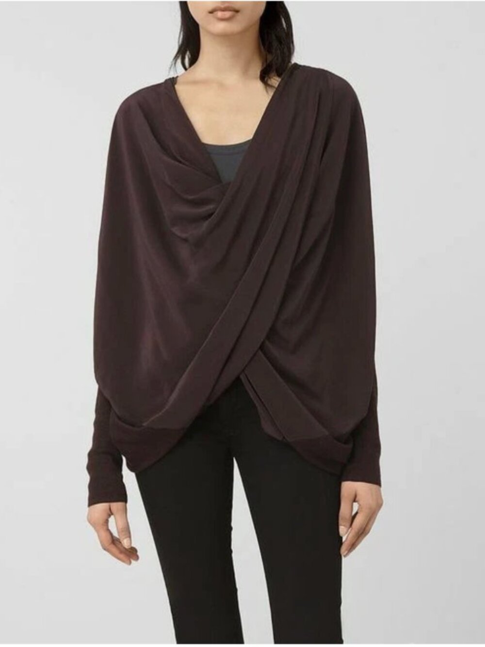 All Saints Merino Wool & Silk itat Pullover Cardigan Shrug, Small